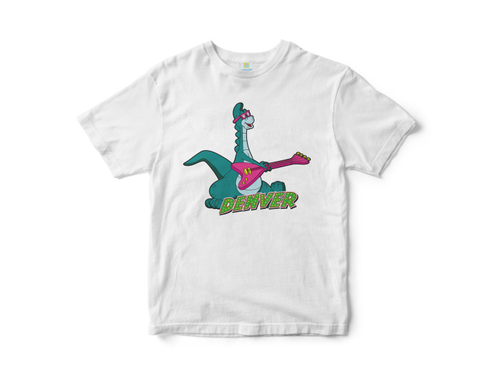 Tee Shirt Denver Le Dernier Dinosaure  Guitare  Blanc
